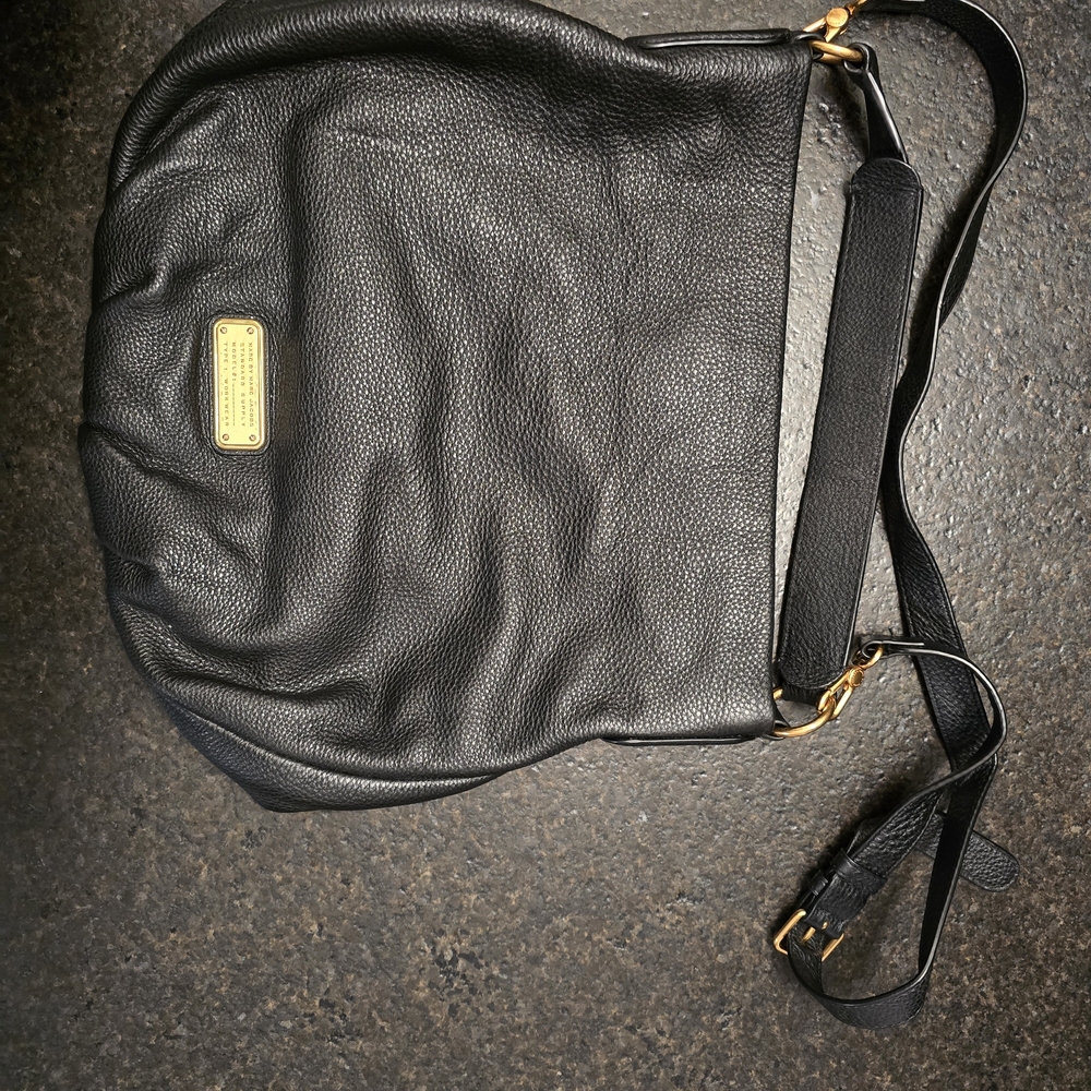 Marc by Marc Jacobs Black Leather Crossbody Bag with Gold Hardware
